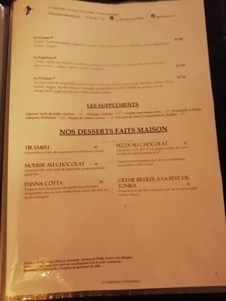 Menu_Pizzeria La Calabraise_Annemasse_image_1