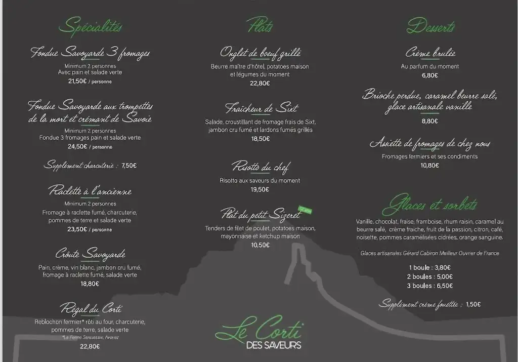 Menu_Restaurant Le Corti Des Saveurs_Sixt-Fer-à-Cheval_image_1
