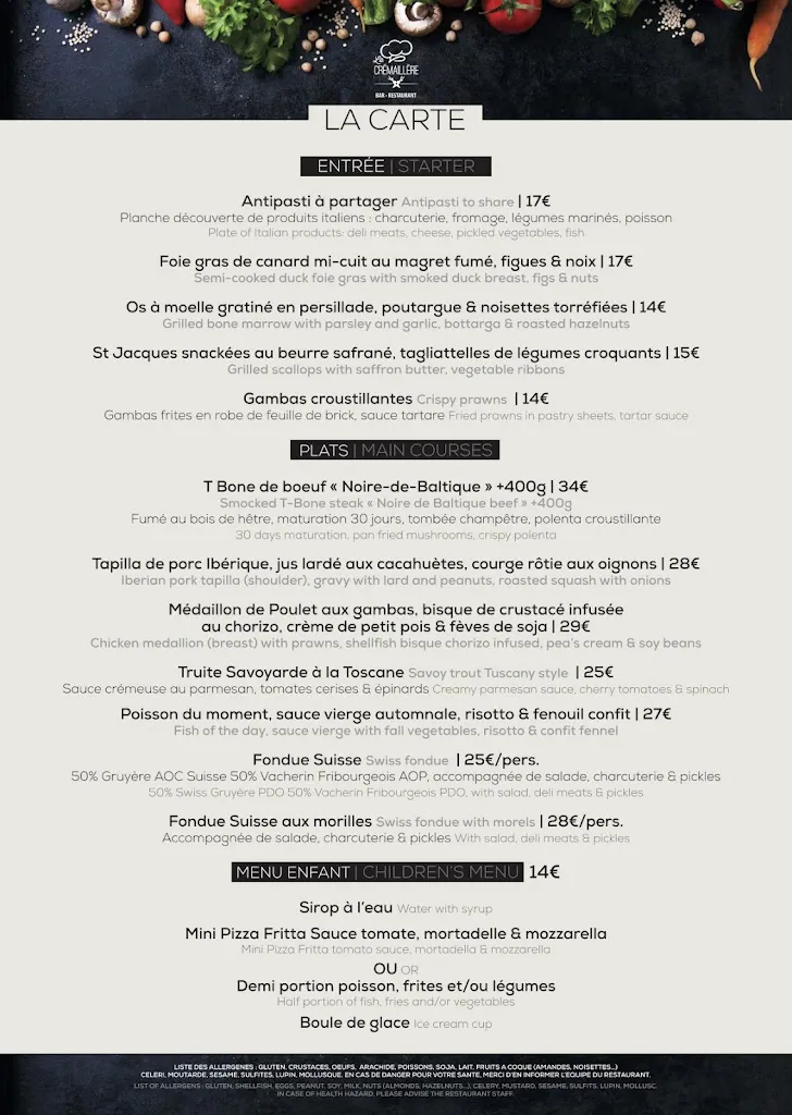 Menu_LA CREMAILLERE Taninges_Taninges_image_1