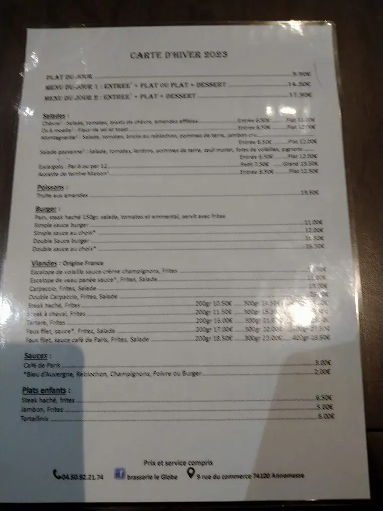 Menu_Brasserie Le Globe...bar..salon de the.._Annemasse_image_1