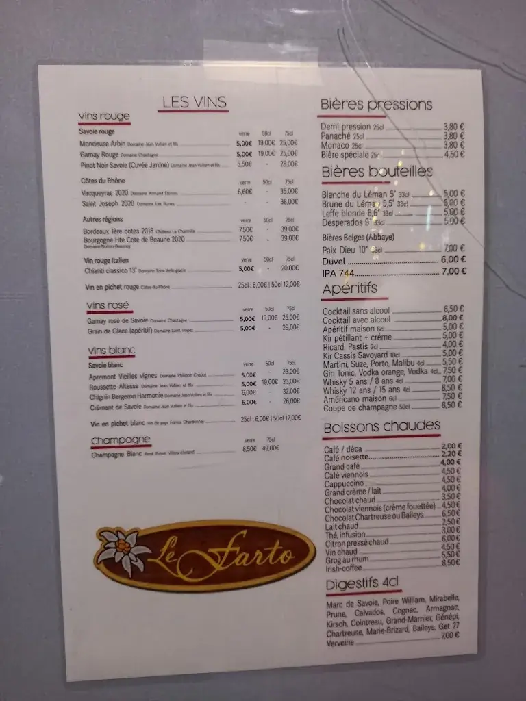 Menu_Restaurant Le Farto_Taninges_image_1