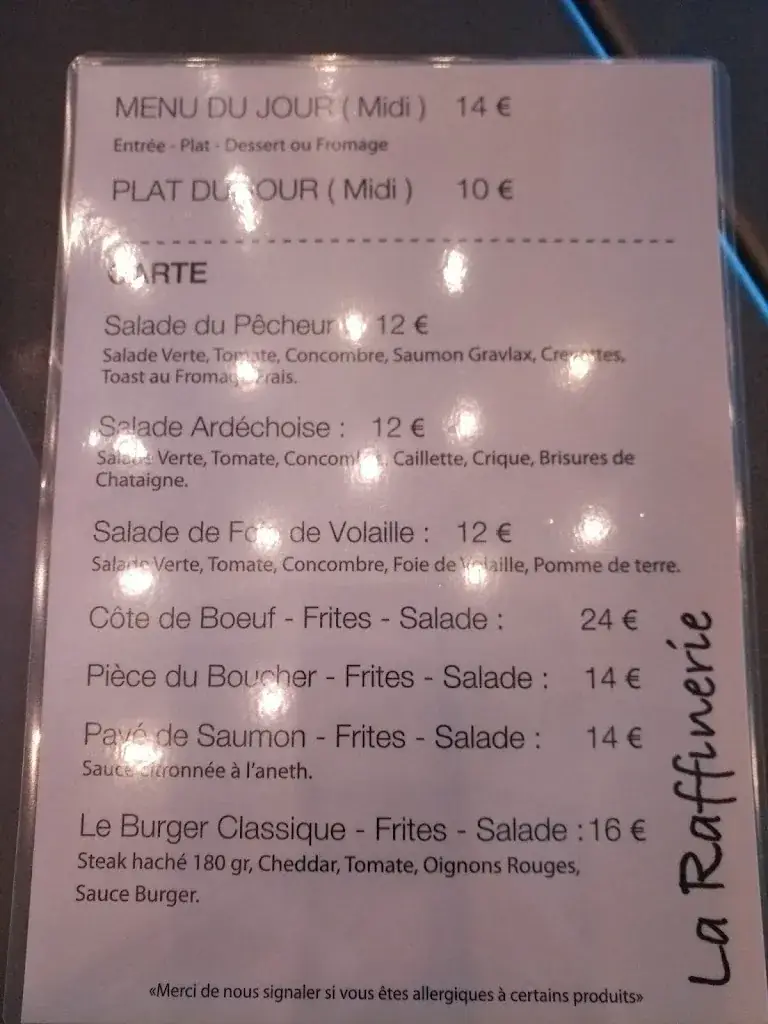 Menu_La Raffinerie Tournon_Tournon-sur-Rhône_immagine_1