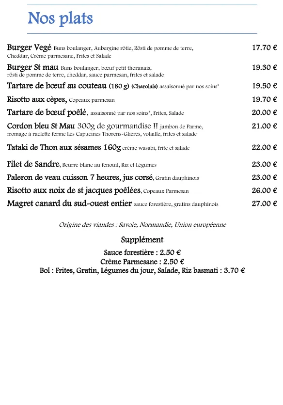 Menu_Restaurant - La chaumière Saint-Maurice_Fillière_image_3
