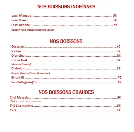 Menu_Tikka Restaurant indien_Tarare_immagine_3