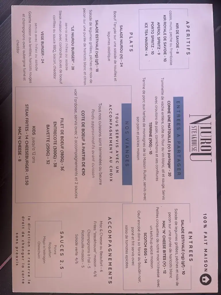 Menu_Niurou steakhouse_Tignes_imagen_2