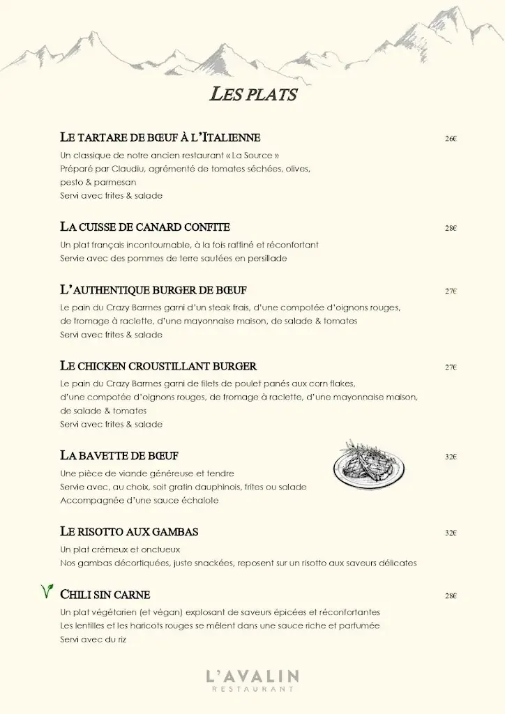 Menu_Restaurant L'Avalin_Val-d'Isère_image_1