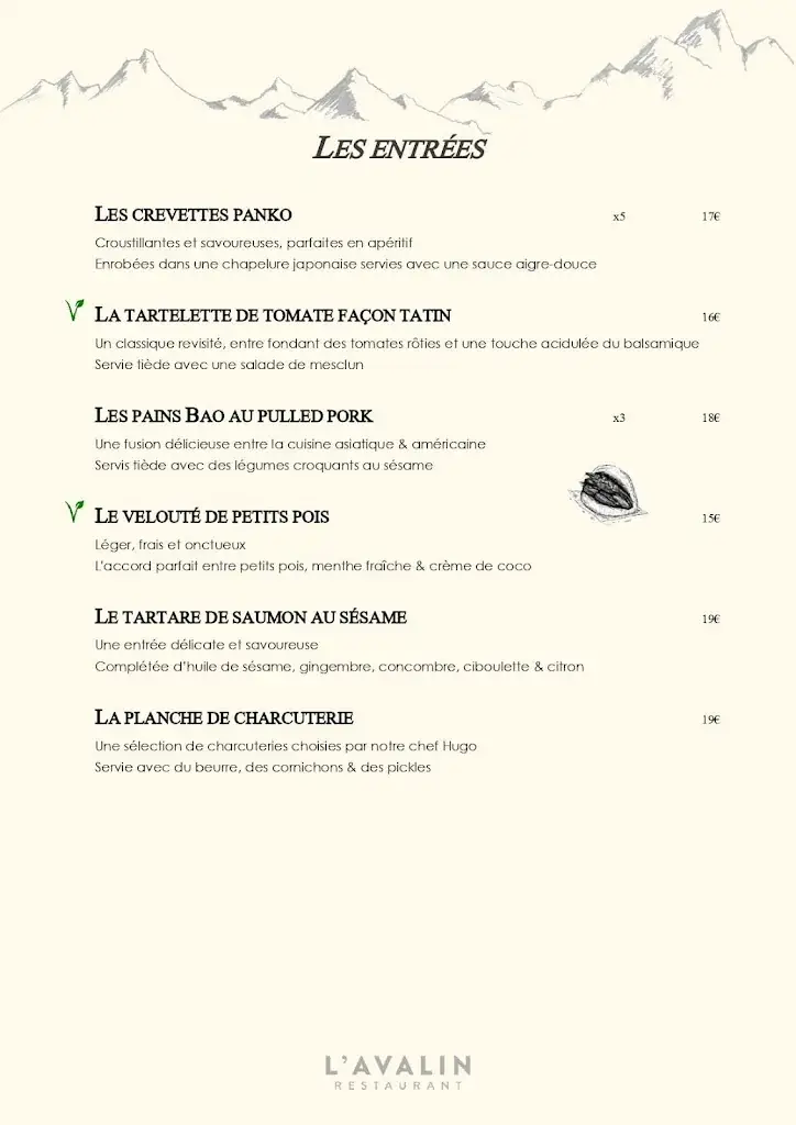 Menu_Restaurant L'Avalin_Val-d'Isère_image_2