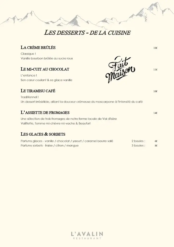Menu_Restaurant L'Avalin_Val-d'Isère_image_4