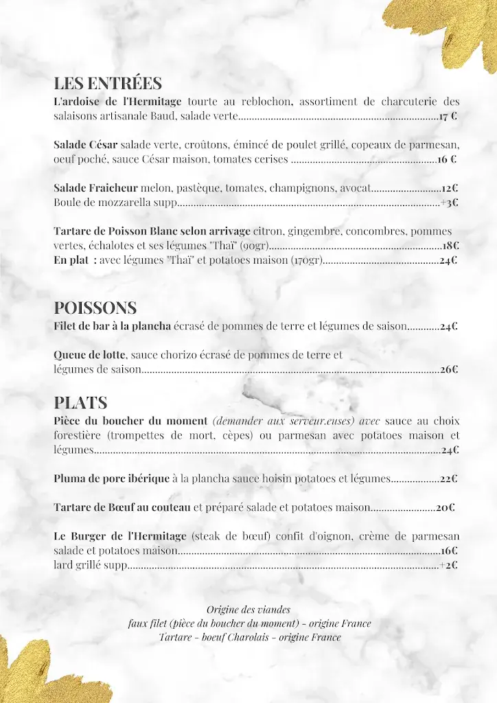 Menü_Restaurant L'Hermitage_Thônes_Bild_1