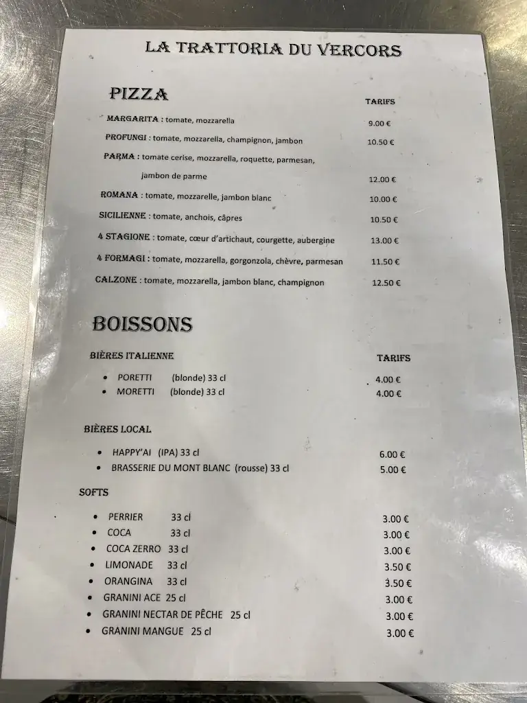 Menu_La Trattoria Du Vercors_Vercors_image_1