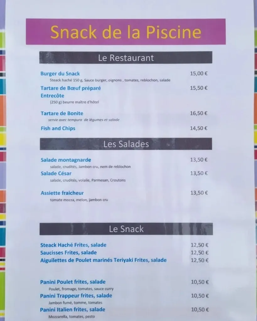Menu_Snack restaurant piscine de Thônes_Thônes_image_1