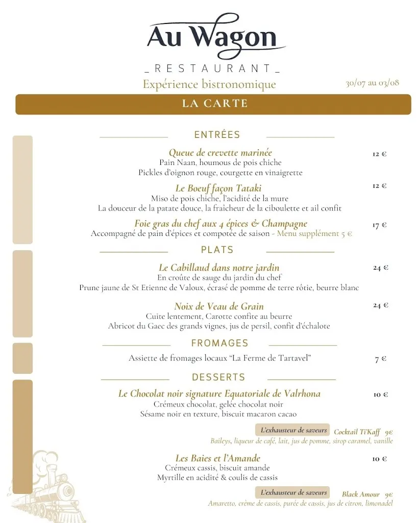 Menü_Restaurant Au Wagon - Cuisine bistronomique - Proche Annonay - Nord-Ardèche_Vernosc-lès-Annonay_Bild_1