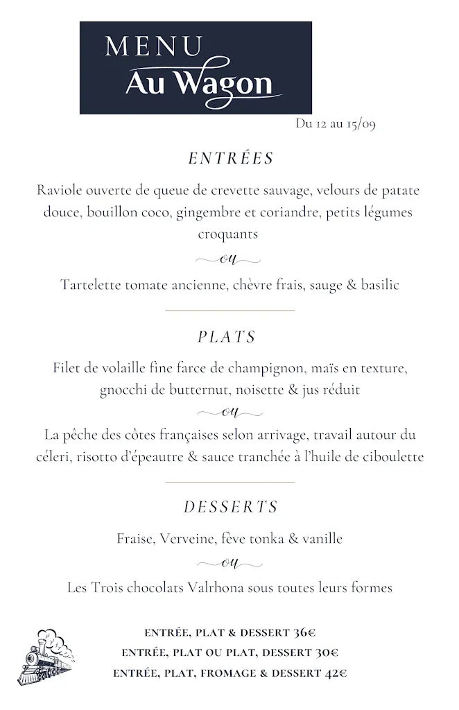 Menü_Restaurant Au Wagon - Cuisine bistronomique - Proche Annonay - Nord-Ardèche_Vernosc-lès-Annonay_Bild_3