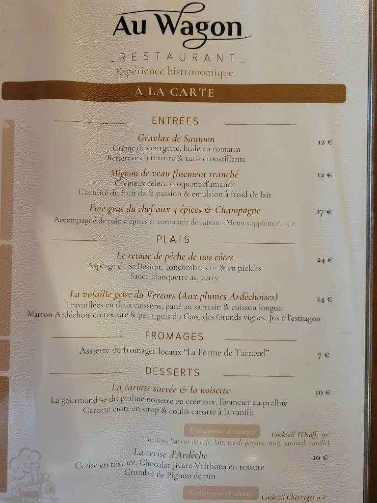Menü_Restaurant Au Wagon - Cuisine bistronomique - Proche Annonay - Nord-Ardèche_Vernosc-lès-Annonay_Bild_4