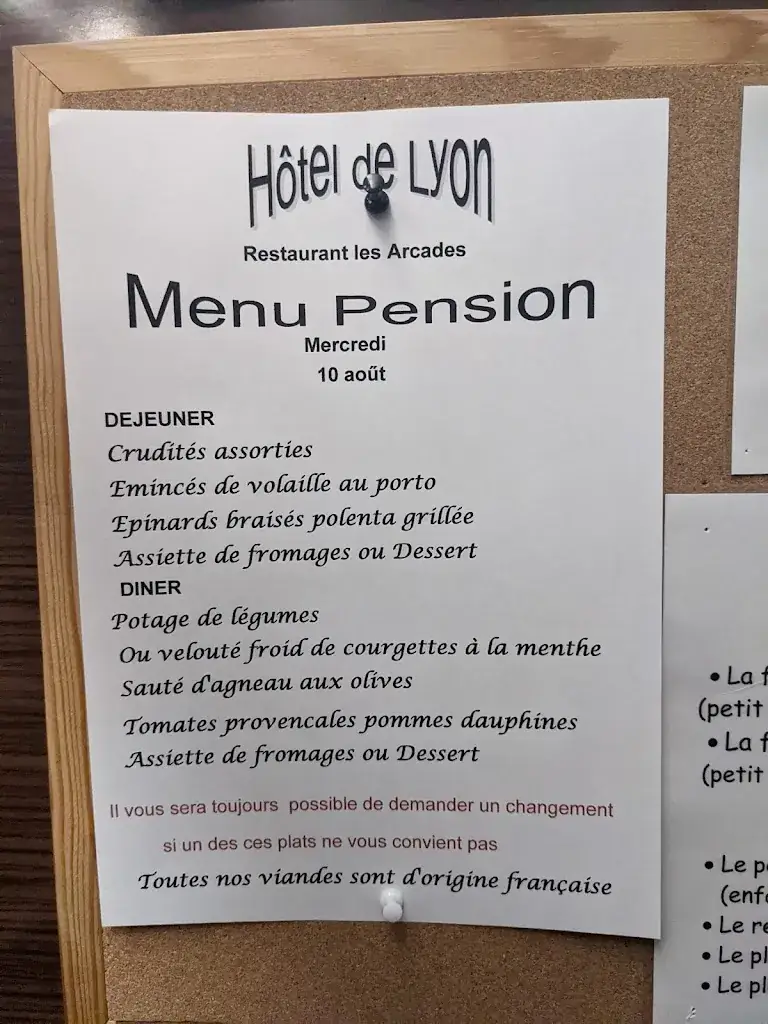 Menu_Restaurant Hôtel de Lyon_Vals-les-Bains_image_1