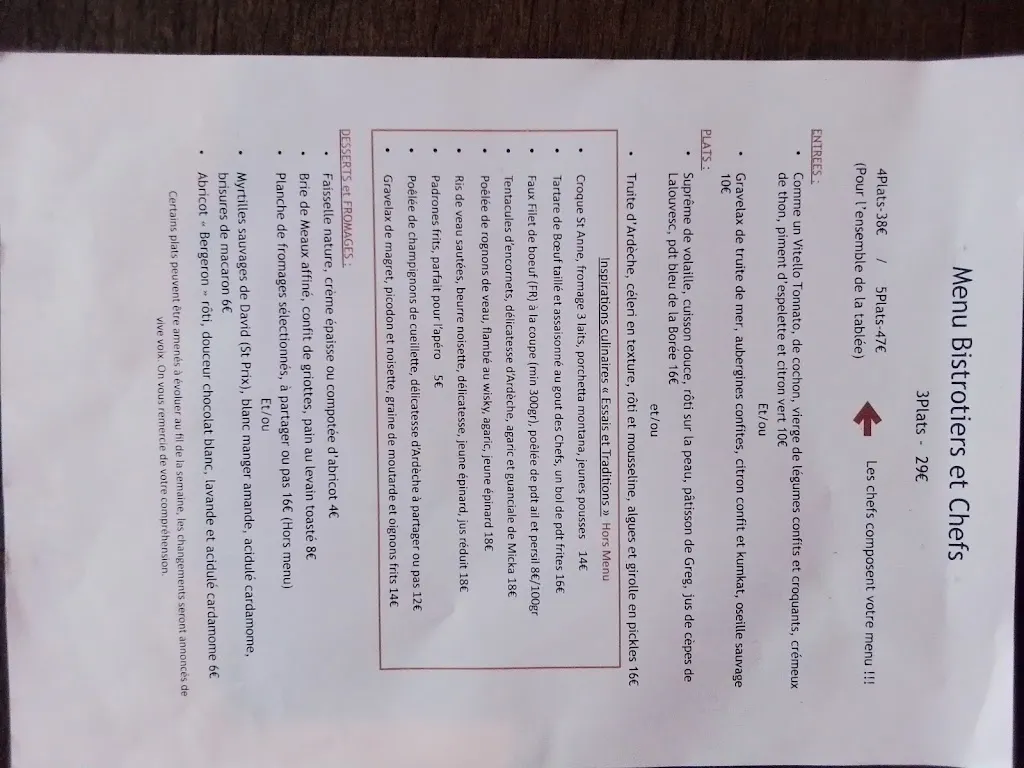 Menu_Bistrot St Anne - Maison Cornu_Vernoux-en-Vivarais_image_1