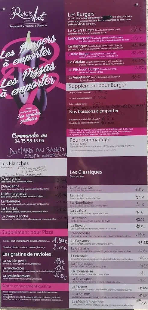 Menu_Restaurant LE RELAIS DES ARTS_Vernoux-en-Vivarais_image_2