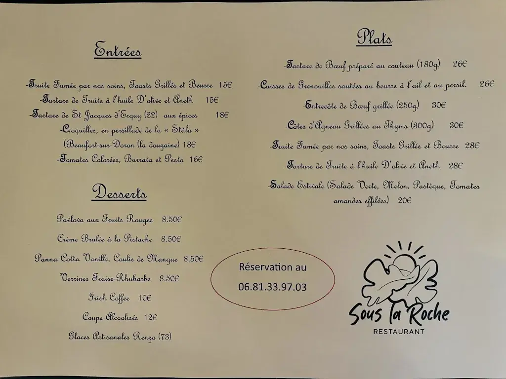 Menu_Sous La Roche Restaurant_Valloire_image_2