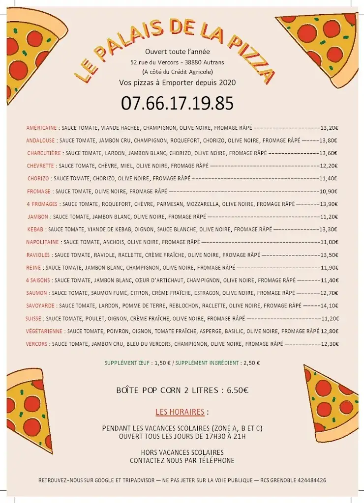 Menu_Le Palais de la Pizza - Autrans 🍕_Autrans_image_1