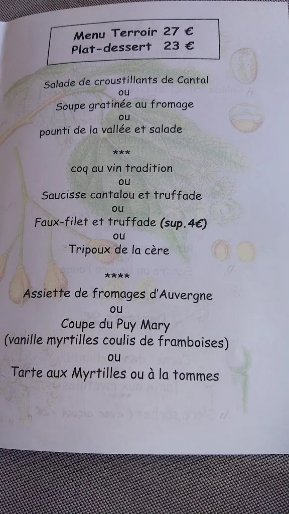 Menu_Restaurant @ Hotel Bel Horizon_Vic-sur-Cère_image_1