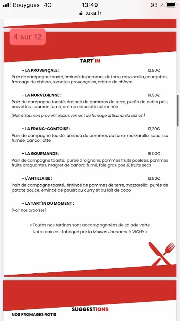 Menü_La Tart'in à Vichy_Vichy_Bild_1