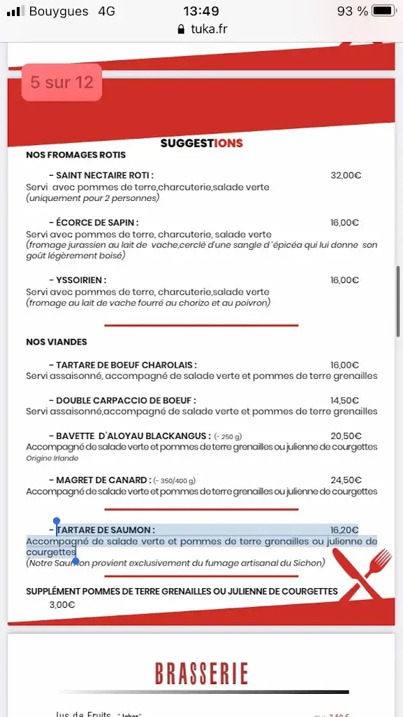 Menü_La Tart'in à Vichy_Vichy_Bild_2