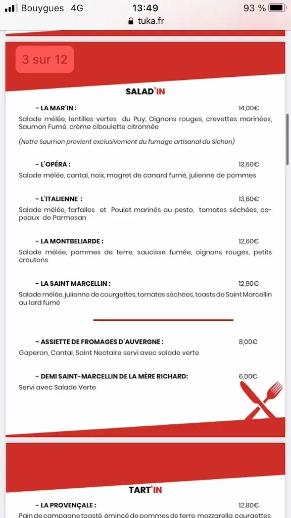 Menü_La Tart'in à Vichy_Vichy_Bild_3