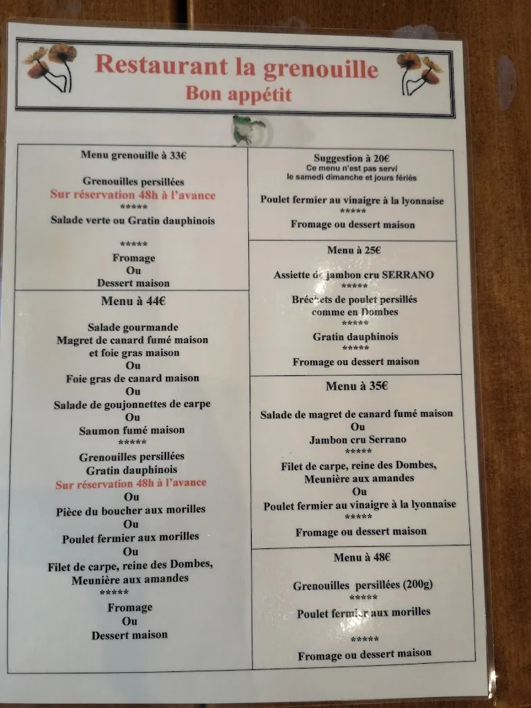 Menu_La Grenouille Restaurant_Villars-les-Dombes_image_4