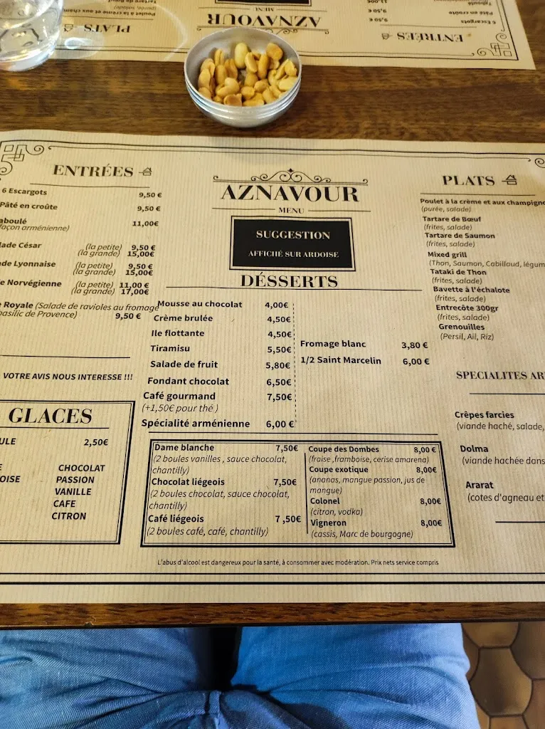 Menu_Restaurant AZNAVOUR_Villars-les-Dombes_image_1