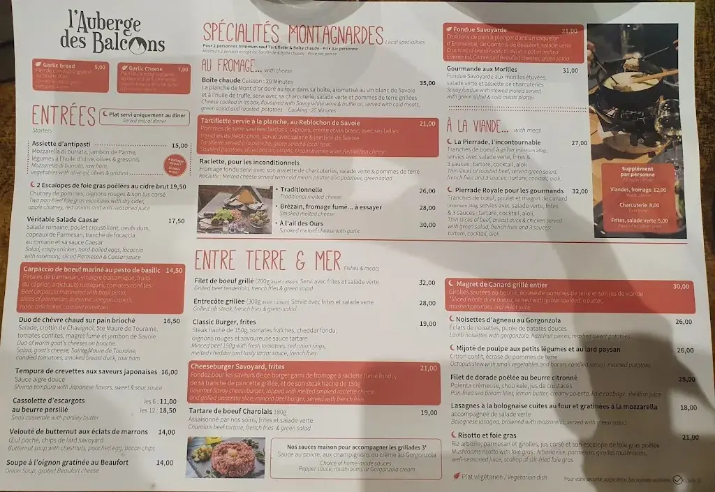 Menu_L'Auberge des Balcons de Val Thorens - Restaurant_Belleville_image_1