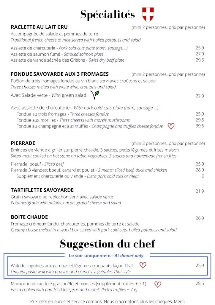 Menu_Restaurant La Chaumière Val Thorens_THORENS_image_4