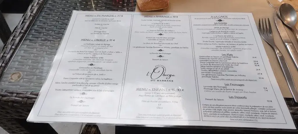 Menu_L’Oberge du Barrage_Villerest_image_1