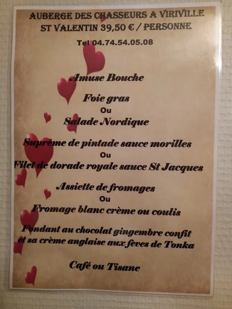 Menu_L'Auberge des Chasseurs_Viriville_image_1