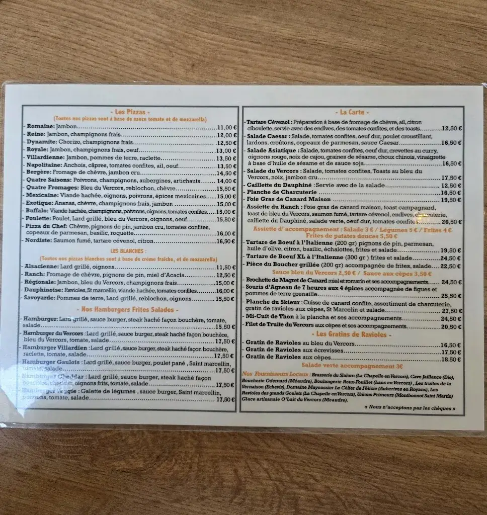 Menu_Restaurant Pizzeria Le Ranch_Villard-de-Lans_image_1