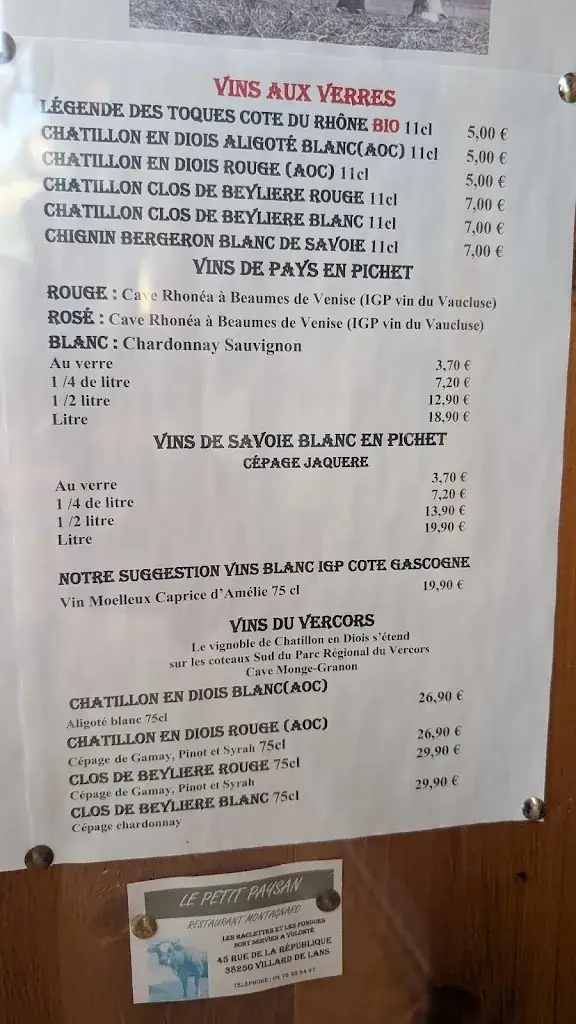 Menu_Le Petit Paysan_Villard-de-Lans_image_1