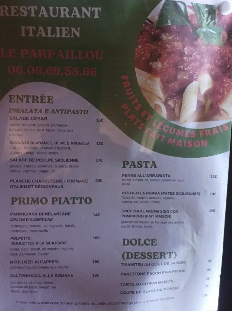 Menu_Le Parpaillou, cuisine italienne & Pizza artisanale_Villard-de-Lans_image_4