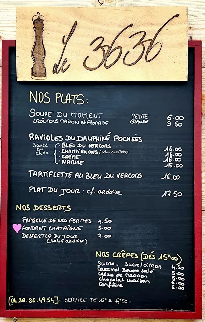 Menu_Restaurant Le 3636, Auberge de la Glisse_Villard-de-Lans_imagen_1