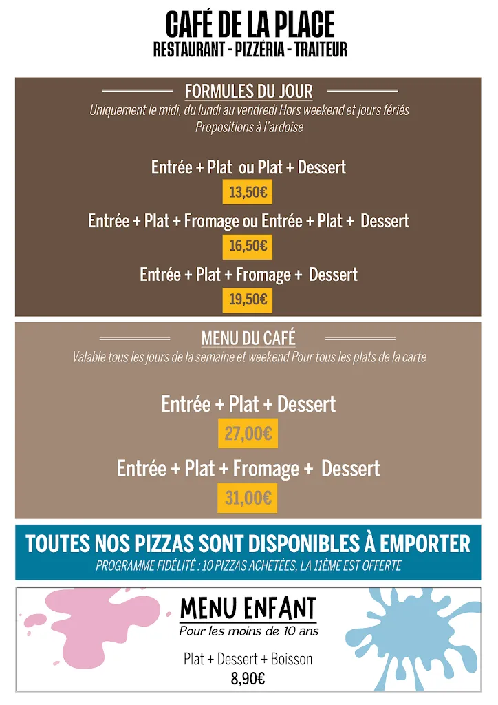 Menu_Café de la Place : Restaurant - Pizzeria - Traiteur_Aiserey_image_1