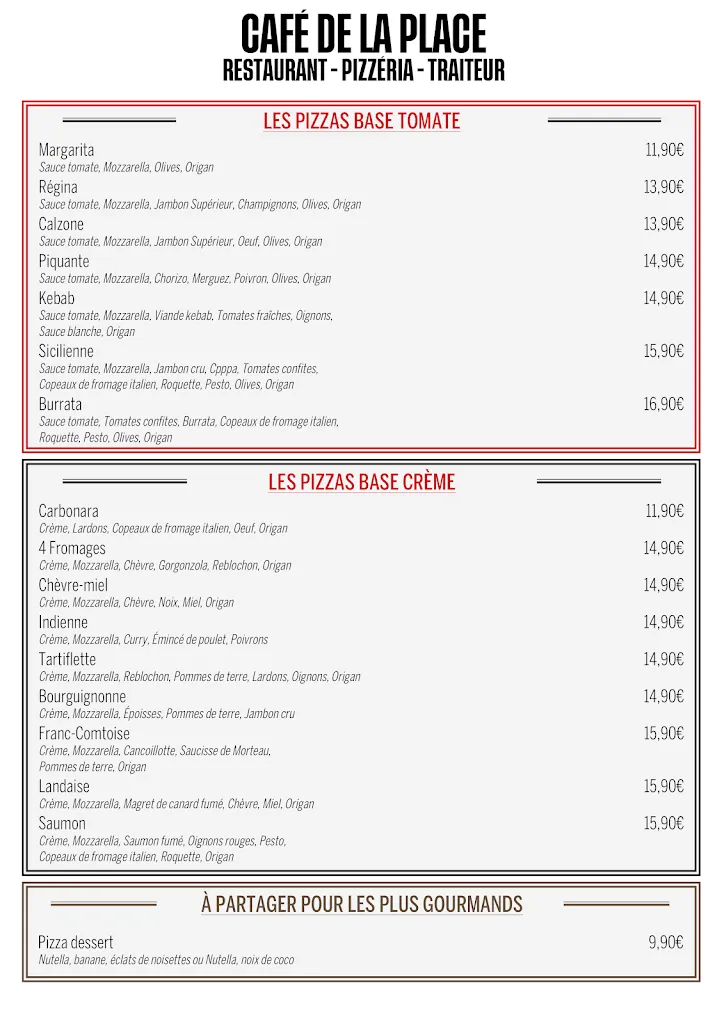 Menu_Café de la Place : Restaurant - Pizzeria - Traiteur_Aiserey_image_2