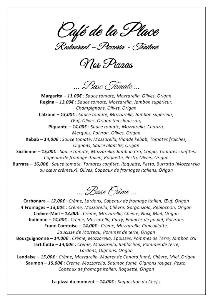 Menu_Café de la Place : Restaurant - Pizzeria - Traiteur_Aiserey_image_4