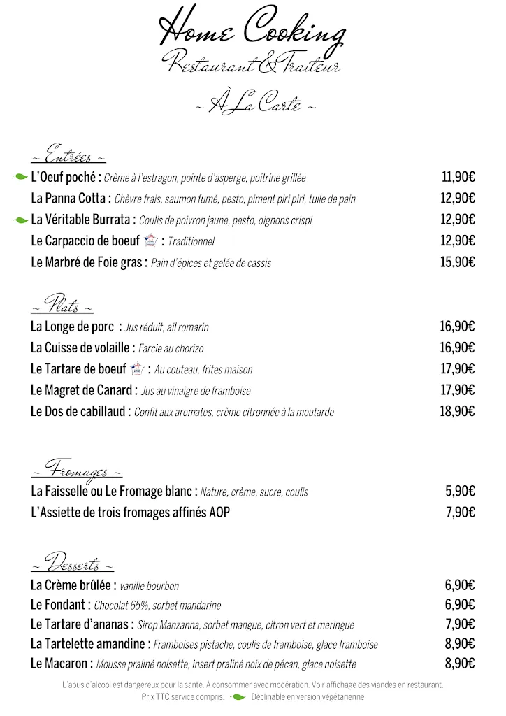 Menu_Home Cooking Restaurant - Traiteur_Brazey-en-Plaine_immagine_1