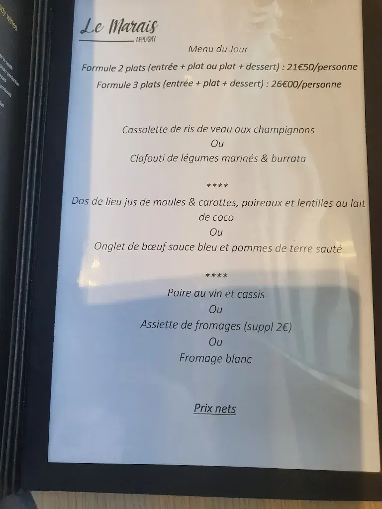 Menu_Restaurant Le Marais_Appoigny_image_2