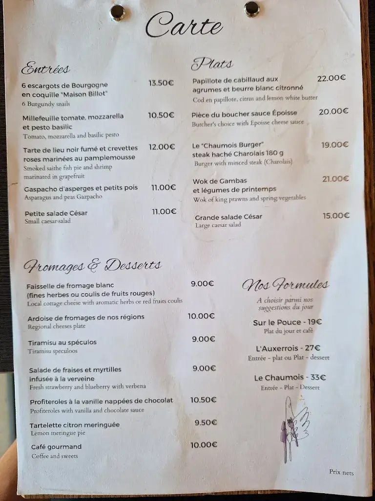 Menu_LE CHAUMOIS_Appoigny_imagen_2