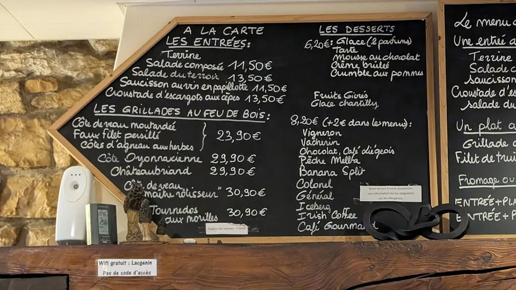 Menu_Auberge du Lac Genin_Charix_image_1