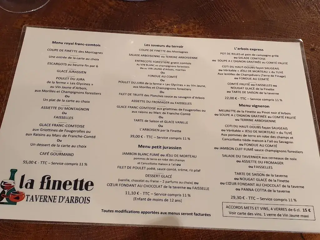 Menu_La Finette Taverne D'Arbois_Arbois_image_1
