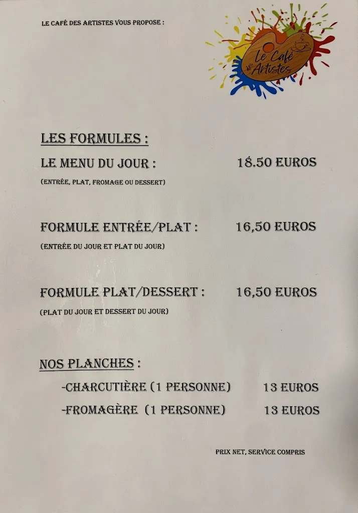 Menu_Le café des artistes_Oyonnax_immagine_1