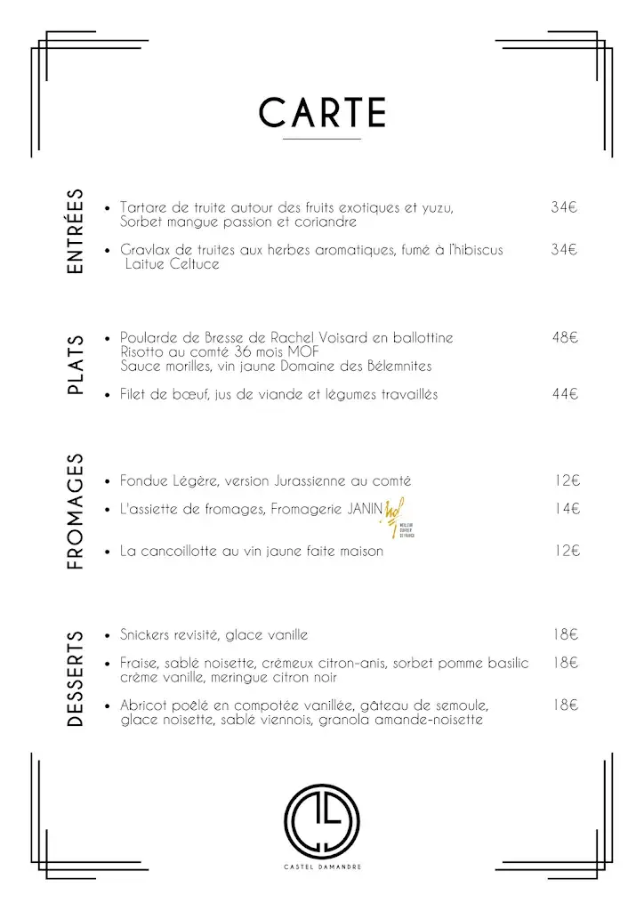 Menu_Castel Damandre - Demeures & Châteaux_Planches-près-Arbois_image_2