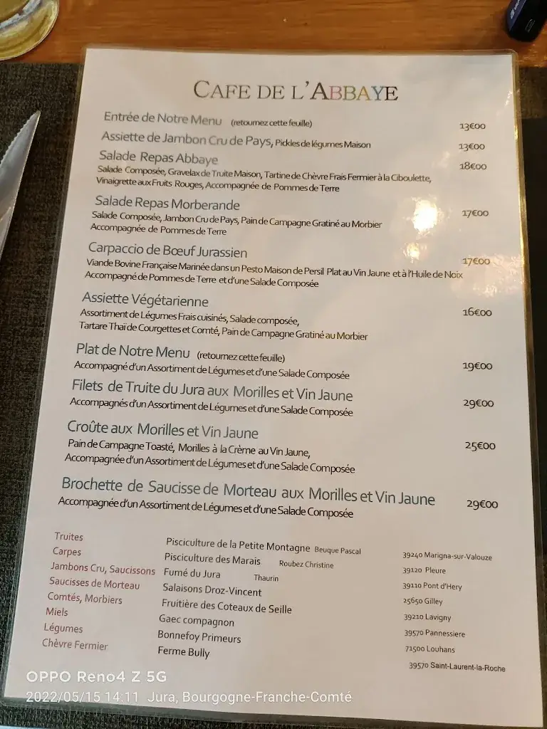 Menu_Café Restaurant de l'Abbaye_Baume-les-Messieurs_image_4