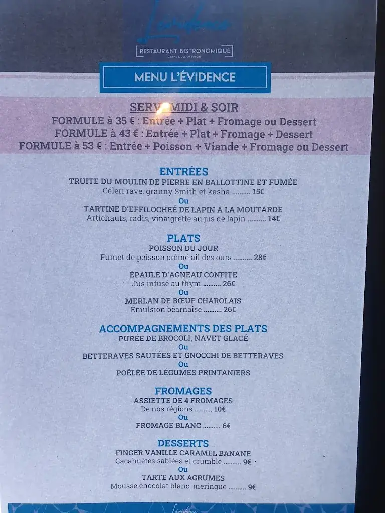 Menu_Restaurant Dijon L'évidence_Dijon_image_3