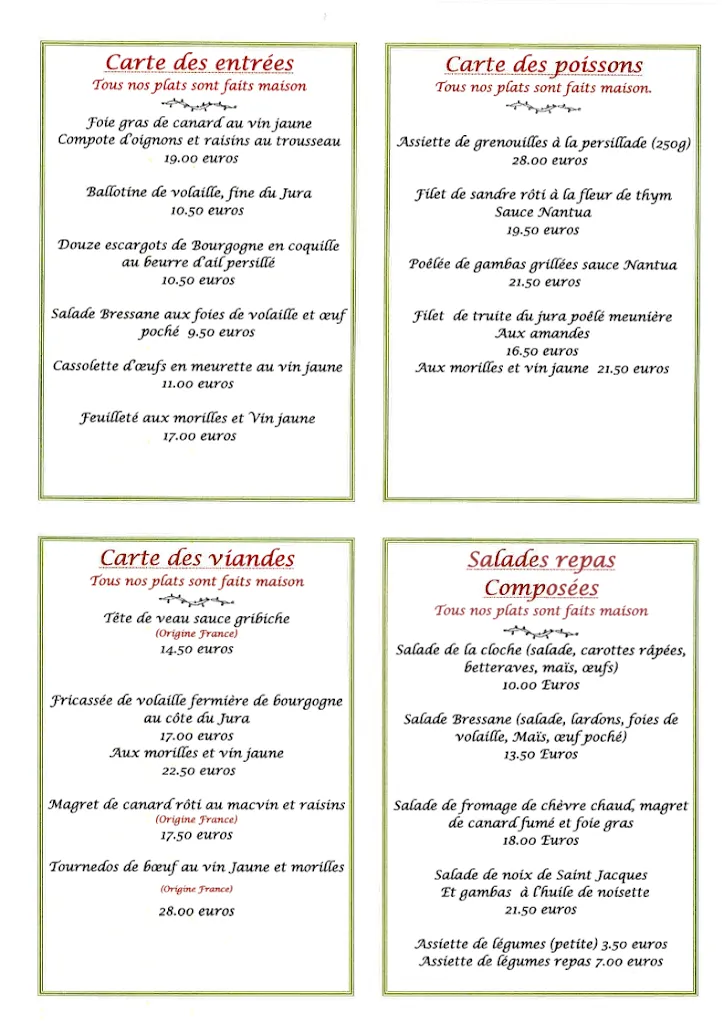 Menu_Restaurant De La Cloche_Bletterans_image_4